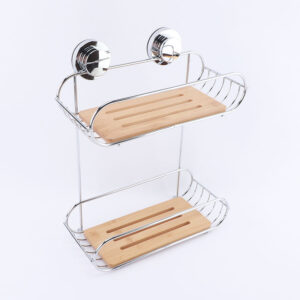 ORGANIZADOR PARA DUCHA DOBLE DE METAL Y BAMBÚ