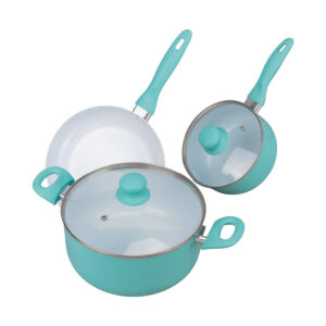BATERÍA DE COCINA DE 3 PIEZAS CERÁMICA CHIC CELESTE