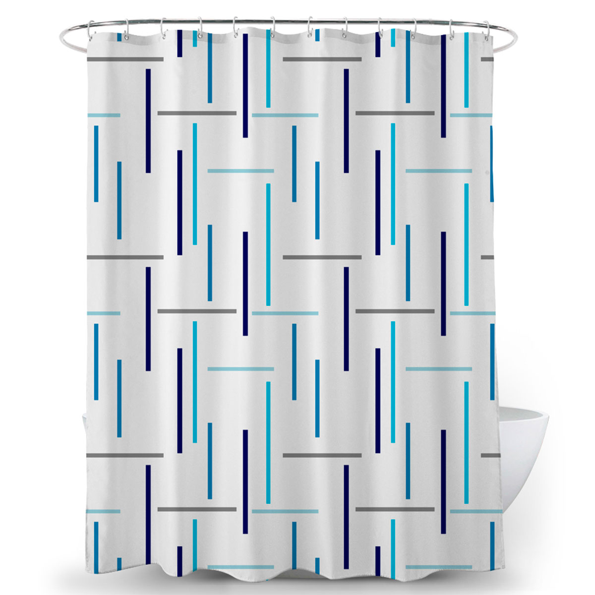 CORTINA PARA BAÑO DE TELA LÍNEAS - Imagen 2