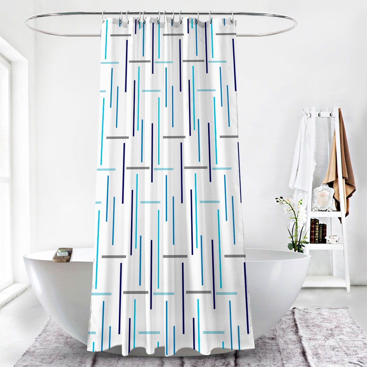 CORTINA PARA BAÑO DE TELA LÍNEAS