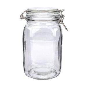 FRASCO CUADRADO CON CLIP METÁLICO 1500 ML