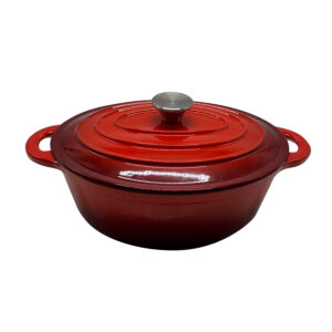 OLLA OVAL DE HIERRO ESMALTADO ROJO 30 CM