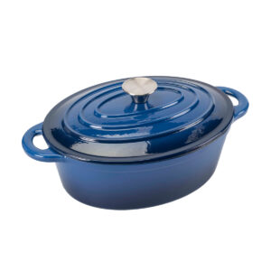 OLLA OVAL DE HIERRO ESMALTADO AZUL 30 CM