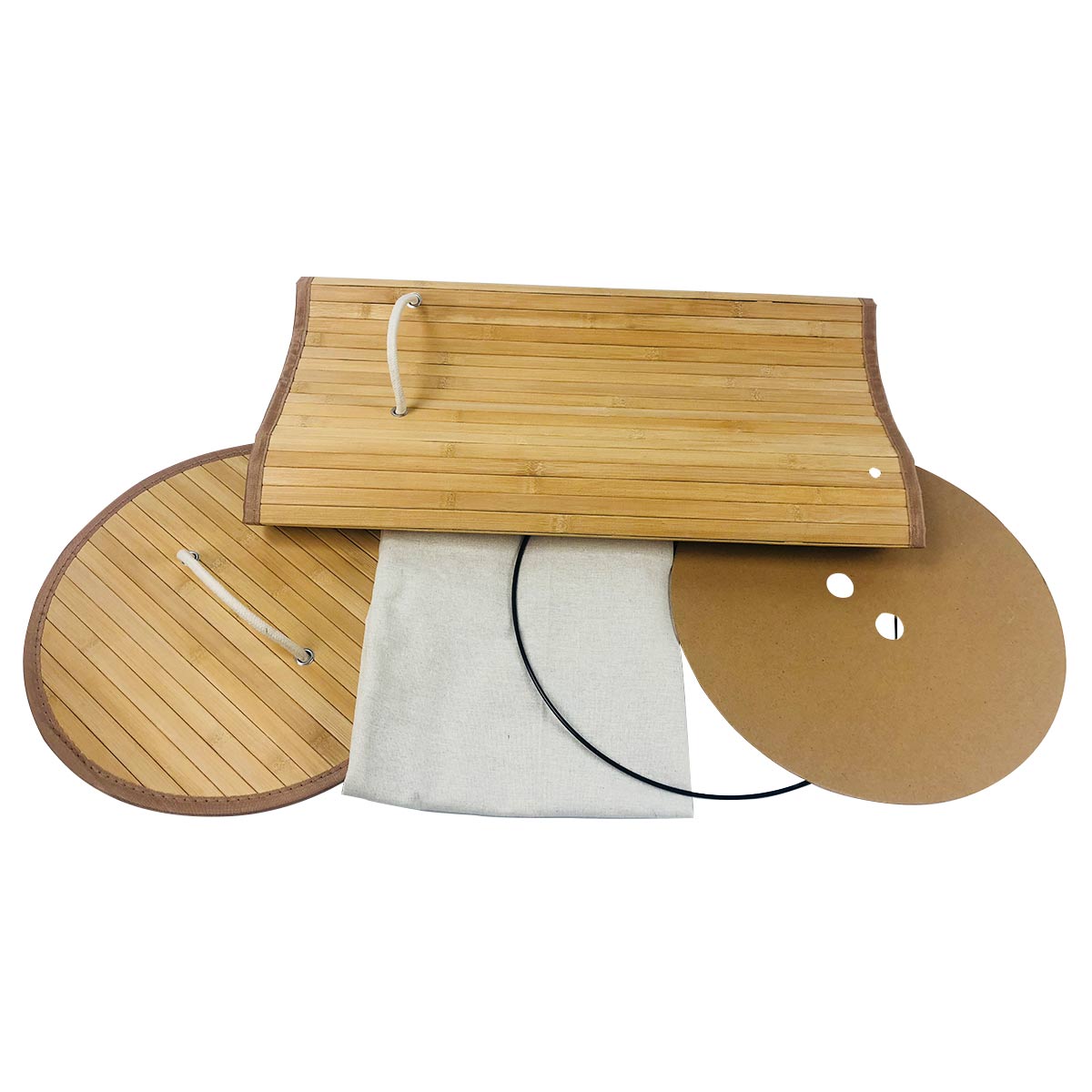 CESTO PLEGABLE DE BAMBU REDONDO BEIGE - Imagen 2
