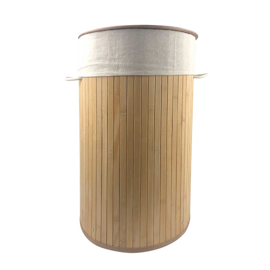 CESTO PLEGABLE DE BAMBU REDONDO BEIGE