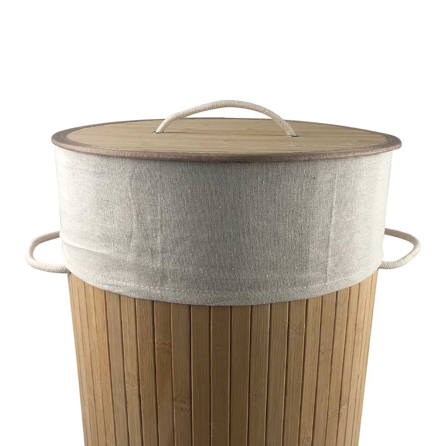 CESTO PLEGABLE DE BAMBU REDONDO BEIGE - Imagen 6