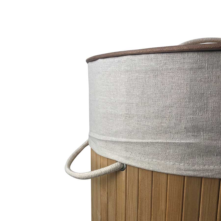 CESTO PLEGABLE DE BAMBU REDONDO BEIGE - Imagen 5